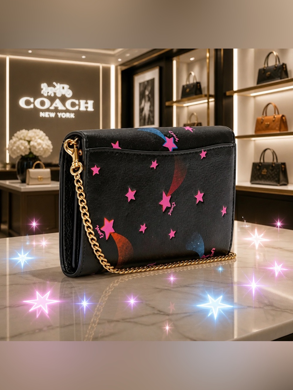 πNEW Coach Tammie Clutch Crossbody With Disco Star Print Convertible Bagπ - Picture 5 of 12
